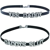 2PCS Sexy YES DADDY and DADDY'S DDLG Collar Necklaces For Women,Naughty Cosplay Choker Game Accessories For Couples,Submissive Punk PU Leather Dad Underwear Outfits Jewelry