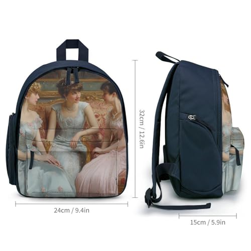 Victorian-Women-Gossips Cute Backpack Lightweight Mini Shoulder Bag Travel Daypack for Camping Picnic Blue-style2