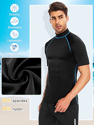 Rash Guard for Men, Men's Rash Guard Short Sleeve Swim Shirts UPF 50+ UV Sun Protection Quick Dry Rashguard for Water Sports2