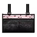 Gomyblomy Pink Butterfly Wheelchair Armrest Accessories Lightweight Side Bag to Hang on Side with Cup Holder, Cute Walker Wheelchair Pouch for Seniors, Portable Storage Bag