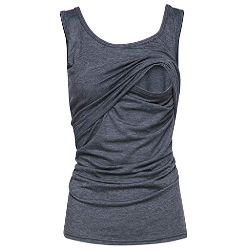 Preisvergleich Produktbild Aberimy_Stillshirt Damen Baumwolle Ärmellos Umstands Tshirt Umstandstop Umstandsmode Stilltop Mode Schwangerschaft Stilloberteil Frauen Solide Patchwork Shirt Oberteile Tops Blusen Still-Shirt