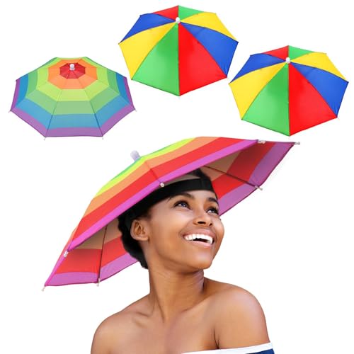 Qaestuan 4 Stück Regenschirm Hüte Faltbarer Regenschirmhut Sonnenschutz 52cm Regenschirmhüte für Erwachsene 360Gegen UV Kopf Regenschirm für Radfahren Angeln Gartenarbeit Camping Wandern