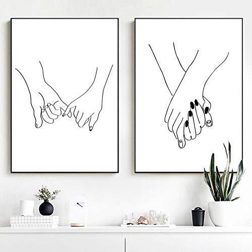 Art mural mignon affiche coeur dans la main symbole d'amour pour décorer un salon poétique
