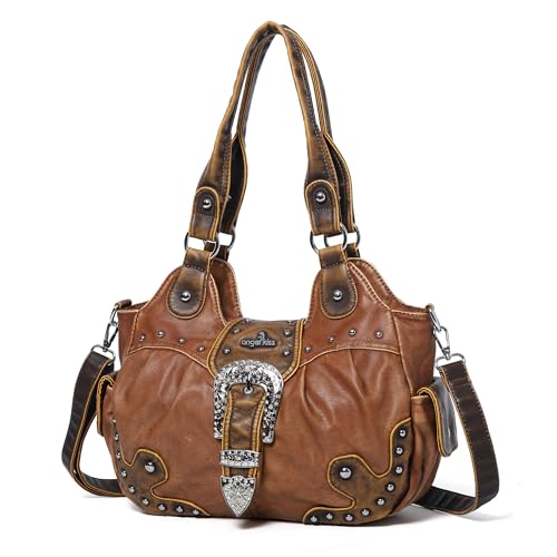 Image of Angel Kiss Hobo Bags for Women Vegan Leather Purses and Handbags Ladies Chic Shoulder Bags Crossbody Purses with Metal Studs