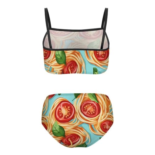 Tomato Spaghetti Italian Pasta Girls Swimsuits Two Piece Bikini Sets Beach Sport Swimwear Bathing Suit2