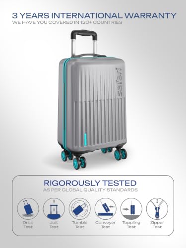 Image of Safari Astra Neo 8 Wheels Set of 2 (Cabin + Medium) Trolley Bags, Hard Case Polycarbonate, 360 Degree Wheeling Luggage for Men & Women, Travel Bag Suitcase for Travel, Silver
