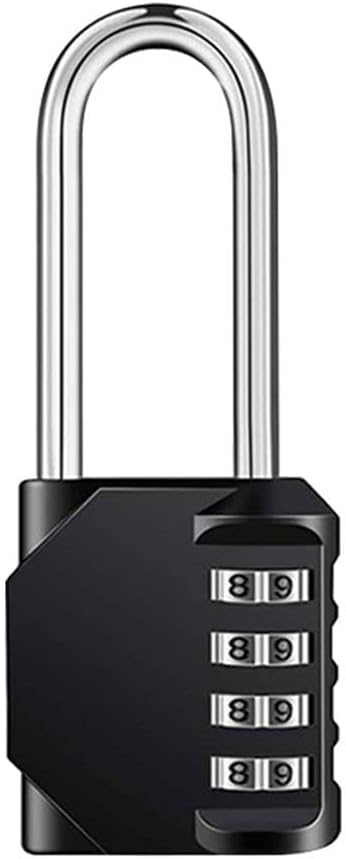 Long Shackle Padlock Anti-Theft Outdoor Combination Padlock Hardware Accessories Suitcase Code Lock(Black)