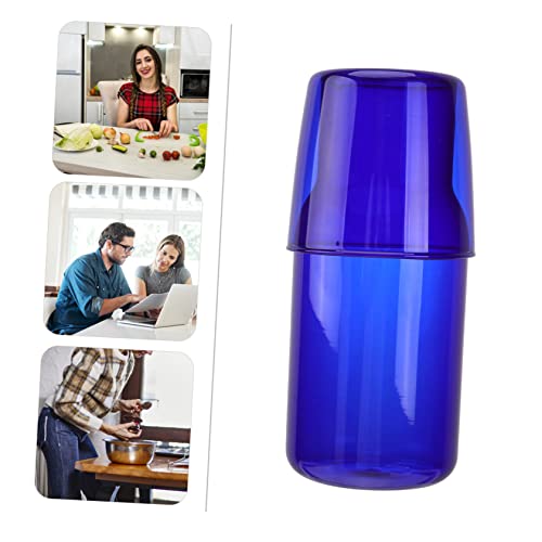 Set de vaso y botella de agua azul de vidrio borosilicato miniatura 4