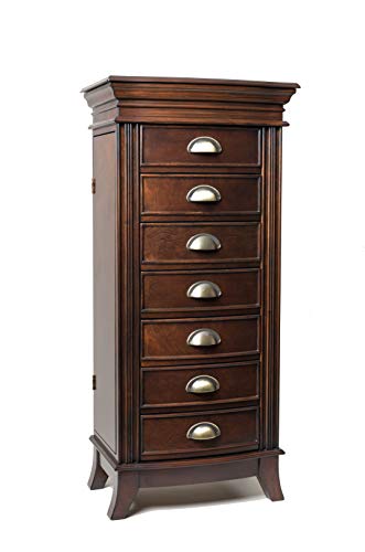 Hives and Honey Armoire – 7 Drawers, Mirror, Elegant Storage – Gold Hardware, Antique Finish, Walnut