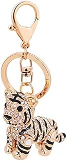 Keychain Keyring Cute Tiger Metal Bling Crystals Rhinestone Keyfob Charm Pendant for Handbags,Keychain, White