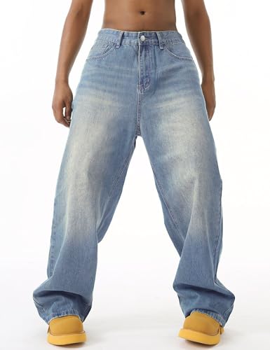 EMMIOL Men's Jeans Baggy Y2K Hip Hop Jeans Casual Wide Leg Skater Denim Pants2