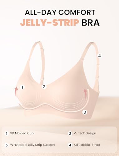 Image of Vertvie Wireless Bras for Women Full Coverage Supportive Seamless Bralettes No Underwire Push Up Comfort Soft T-Shirt Bra