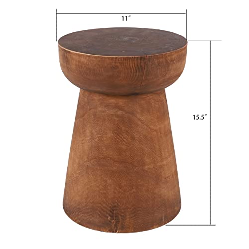 Uziass Wood Tree Stump Stool, 15" Wood Tree Stump Side Table Wooden Stump End Table Round Tree Stump Table Outdoor Stump Table Natural Decorative Garden Stools For Living Room Bedroom Patio Home Decor #TOP2