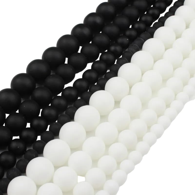 Cuentas Redondas 4-12mm Kit De 1900 Cuentas Para Hacer Pulseras - Plata Y Negro, Varios Tamaños Cuentas Espaciadoras Múltiples Tamaños
