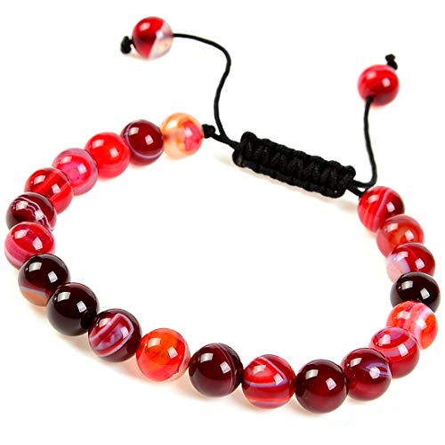 Image of Massive Beads Natural Healing Power Gemstone Crystal Beads Unisex Adjustable Macrame Bracelets 8mm