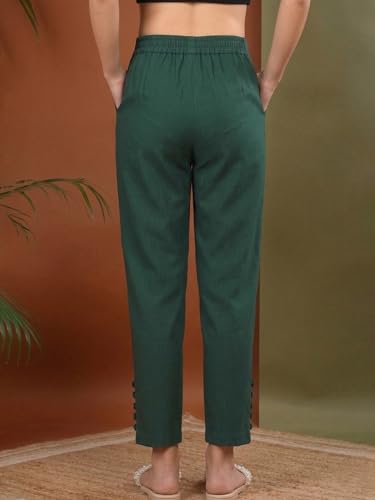 Image of Yash Gallery Women's Regular Fit Mid Rise Solid Lycra Trouser Regular Pants