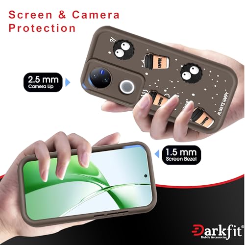 Image of DARKFIT Back Case Cover Compatible with Vivo V50 5G | Cute Fun Cartoon Ball 3D Coffee Silicone Case | Body Protection | Camera Protection | Shock Proof | for Vivo V50 5G | Color Brown | Pack of 1