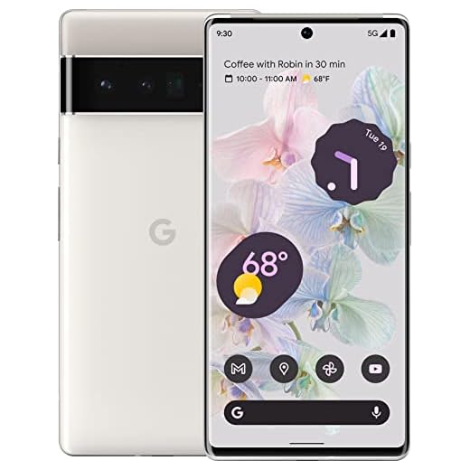 Google Pixel 6 Pro 5G 128GB 12GB RAM Factory Unlocked (GSM Only | No CDMA - not Compatible with Verizon/Sprint) | Global Version - Cloudy White