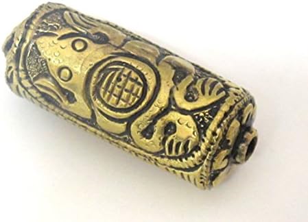 Tibetan brass repousse Frog design focal pendant bead - 1 bead- BD469A