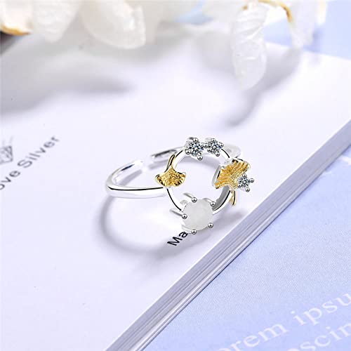Bague ajustable femme ginkgo ouverte et confortable - 3