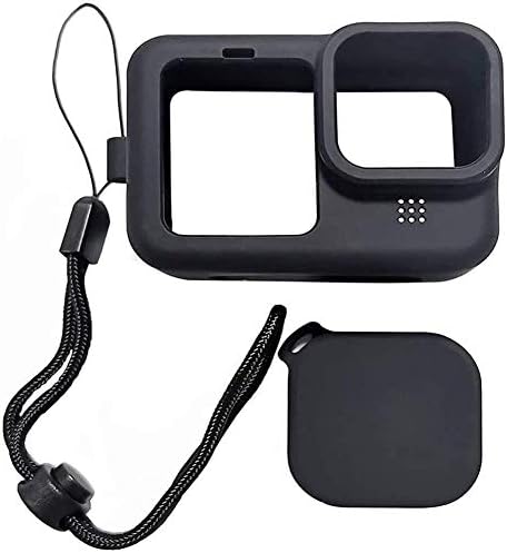 Yantralay Silicone Protective Cover & Lens Cap Kit Compatible with Hero 12/11/10/9 - Lanyard Sleeve Protective Cover with Silicone Lens Cap - Action Camera Accessories - Black