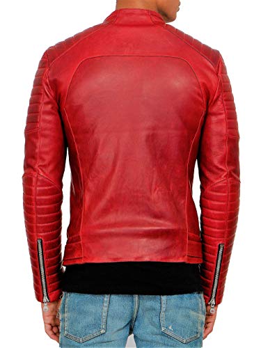 Men's Lambskin Leather Bomber Biker Jacket2