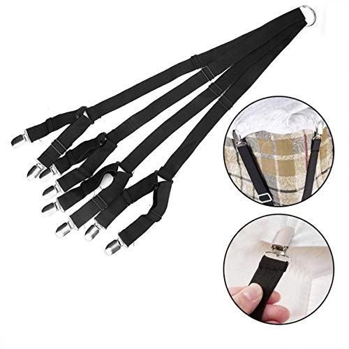 Hosmide Bed Sheet Fasteners, Adjustable Elastic Bed Sheet Holder Straps for All Bedsheets,Any Size Bed