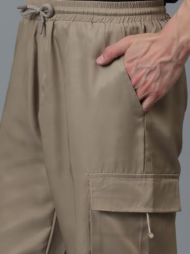 Image of KOTTY Men's Solid Mid Rise Utility Pocket Button Willow Blue Regular Cargo