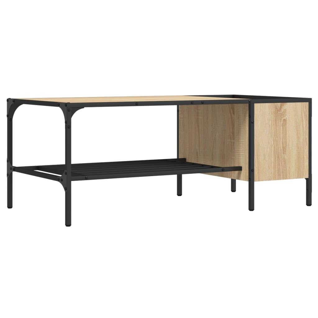 Mesa Centro Estante Madera ingeniería Roble Sonoma 100x51x40 cm Moderna,Mesa Auxiliar con Estante y Almacenamiento para Sala de Estar,Salón,Comedor