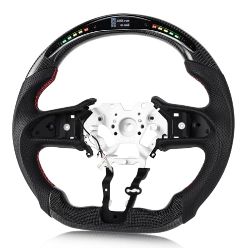 VOONKE Real Carbon Fiber Steering Wheel For Infiniti Q60 2017-2022 LED Shift Indicator D-shaped Nappa Perforated Leather Flat-bottom Steering Wheel