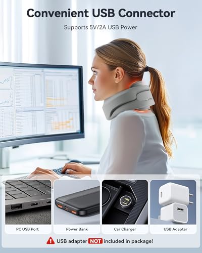 Image of Heated Neck Brace Cervical Collar - Neck Support Brace with Heating Pad, Soft Foam Wraps Keep Vertebrae Stable and Aligned for Relief of Cervical Spine Pressure for Women & Men Gray (M Size)