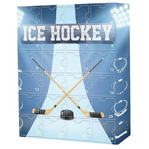 Hbbgdiy - Calendrier de l'Avent de Noël 2025 24pcs Hockey sur glace Compte à rebours des accessoires hockey pour les adolescents, les garçons et les filles Noël et des décorations vacances.
