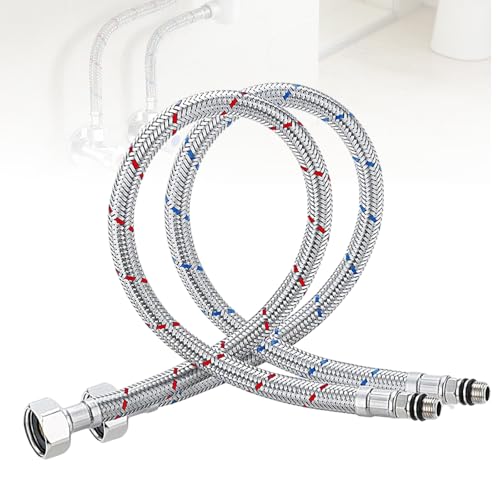 HAPPOW 2 Stück Wasserhahn Anschlussschlauch, Anschlussschlauch Armatur 60cm, G3/8 x M10 Flexschlauch Verlängerung, 304 Edelstahl Material, Wasserhahn Flexschlauch für Küche und Badezimmer