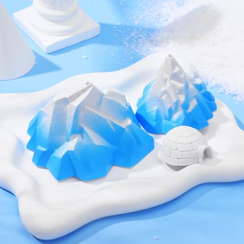 Image of Kisangel 3pcs Miniature Arctic Scene Figurines PVC Mini Glacier and Igloo Model Mountain Figurine Mini Glacier Crafts for Micro Landscape Decoration