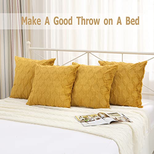 Image of Volcanics Pack of 2 Faux Wool Throw Pillow Covers 20x20 Inches Decorative Farmhouse Velvet Couch Pillow Case Soft Plush Square Boho Cushion Pillowcase, Yellow