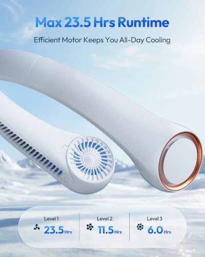 Gaiatop Portable Neck Fan Rechargeable, Hands-Free Cooling, 23.5hrs Runtime