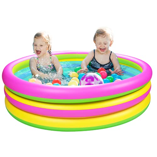 Joyjoz Kiddie Pool Inflatable Baby Pool Swimming Pools for Kids 60â€™â€™Ã—15â€™â€™ Large Round Backyard Pool Thickened Blow Up Pool Colorful Pit Ball Pool for Baby Toddler Indoor Outdoor Summer Water Game Play