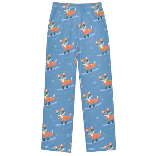 Boy's Pants Fox Winter Sport Ski Goggles Jogger Pants Elastic Waist Long Bottoms Trousers with Pockets 6-14 Years