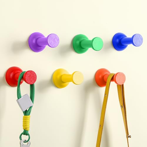 Otoolling 6 Pack Cute Wall Coat Hooks Colorful Wood Adhesive