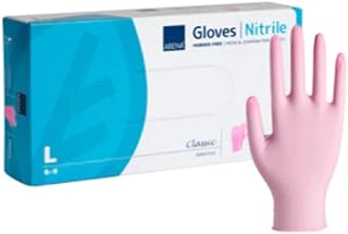 ABENA 100 X Guantes (nitrilo, sin polvo Texturizado) una vez Guantes desechables XS – XL Rosa