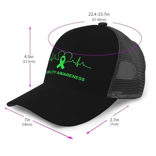 Disability Awareness Heartbeat Mesh Baseball Cap - Classic Adjustable Peak Cap, Trucker Hat for Men & Women3