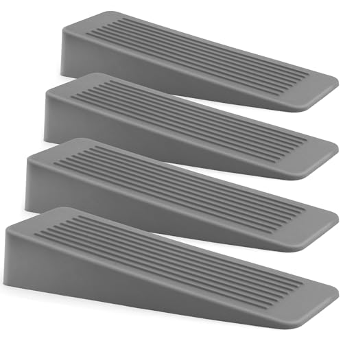 Rubber Door Stop 4 Pack Door Stoppers for Floor Door Stops Indoors Door Wedge Non-Slip Rubber Door Stopper Door Wedges Indoors Ideal for All Floor Types Grey