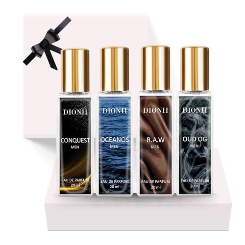 Image of Dionii Eau De Parfum Gift Set for Men | OUD OG, R.A.W, CONQUEST, OCENOS Perfume Set | Long Lasting Fragrance (4 x 20ml Each)