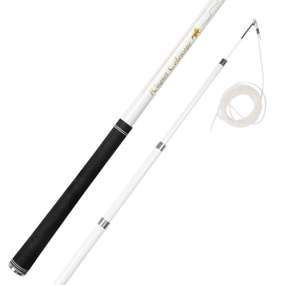 ORIGINAL Wagner Teleskop Longierpeitsche I länger und Leichter als bei Anderen Herstellern I Insgesamt 7m lang I 3m Stab + 4m Schlag I nur 180gr. leicht I nur bei Uns: alle Segmente austauschbar I
