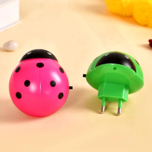 Image of ascension 2 Pc Romantic Energy Saving Creative Lady Bug Shaped Design Night Light Animals Cartoon lamp for Bedroom Home Decor Kids Favourite Birthday Party Return Gifts (Assorted Color)