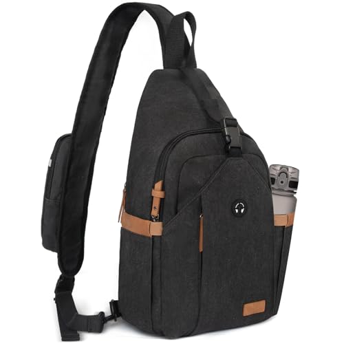Sling Bag for Men, Large Crossbody Bag Men with Anti Theft Tunnel Lock Zipper Canvas Sling Backpack for Travel Hiking