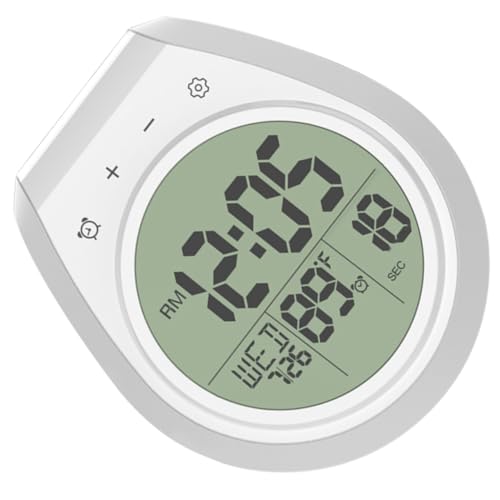 Cabilock LCD Digital Waterproof Wall Clock Stylish Small Bathroom Clock for Kitchen Decorative Wall