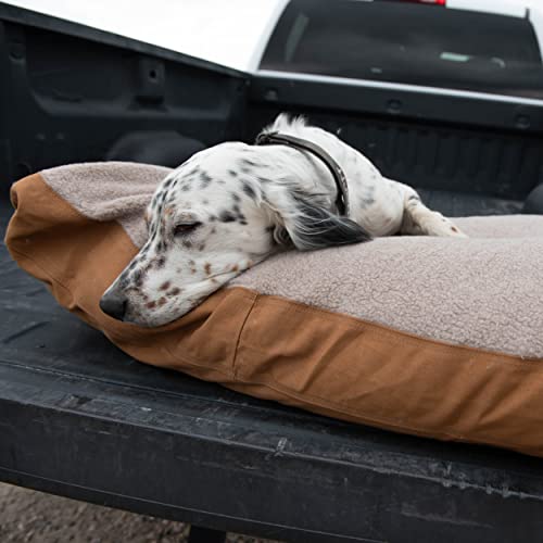 Carhartt Firm Duck-Hundebett, strapazierfähiges Canvas-Haustierbett mit wasserabweisender Schale, Carhartt Brown mit Sherpa-Top, Größe M