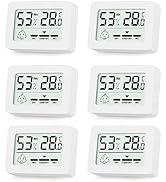 YIFMOO 6 Stücke Mini Thermometer Hygrometer Innen,Digitales Thermometer Hygrometer mit Smiley Anz...