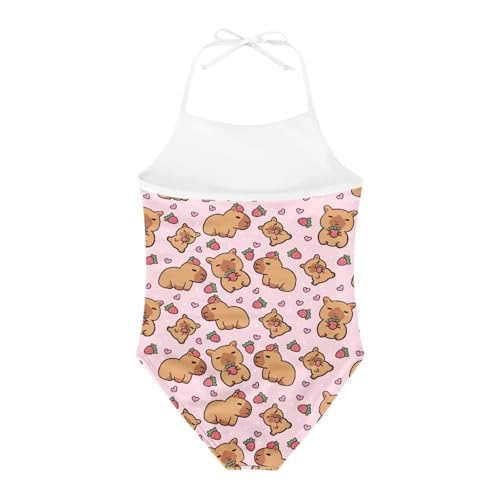 Image of Girls One Piece Swimsuit Summer Quick Dry Beach Sport Bathing Suit Halter Strap 1-10 Little Kids Toddler Swimwear